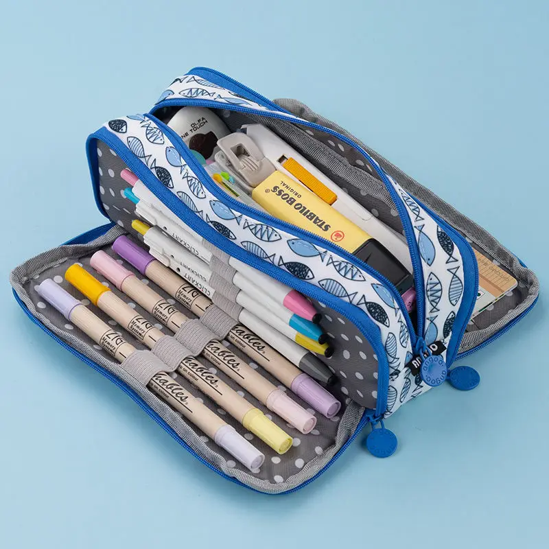 Angoo Trousse à crayons double face en toile pour crayons et macarons