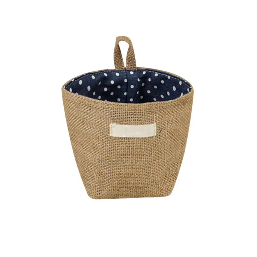 

Fashion Storage Box Jute Cotton Sundries Basket Mini Desktop Storage Bag Hanging Box