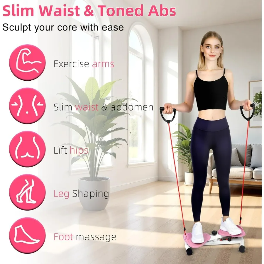 Waist Twister Machine, Adjustable Exercise Twist Board – Noiseless Ab Twister for Belly Fat & Core Workout – 300 lbs Capacity Wa