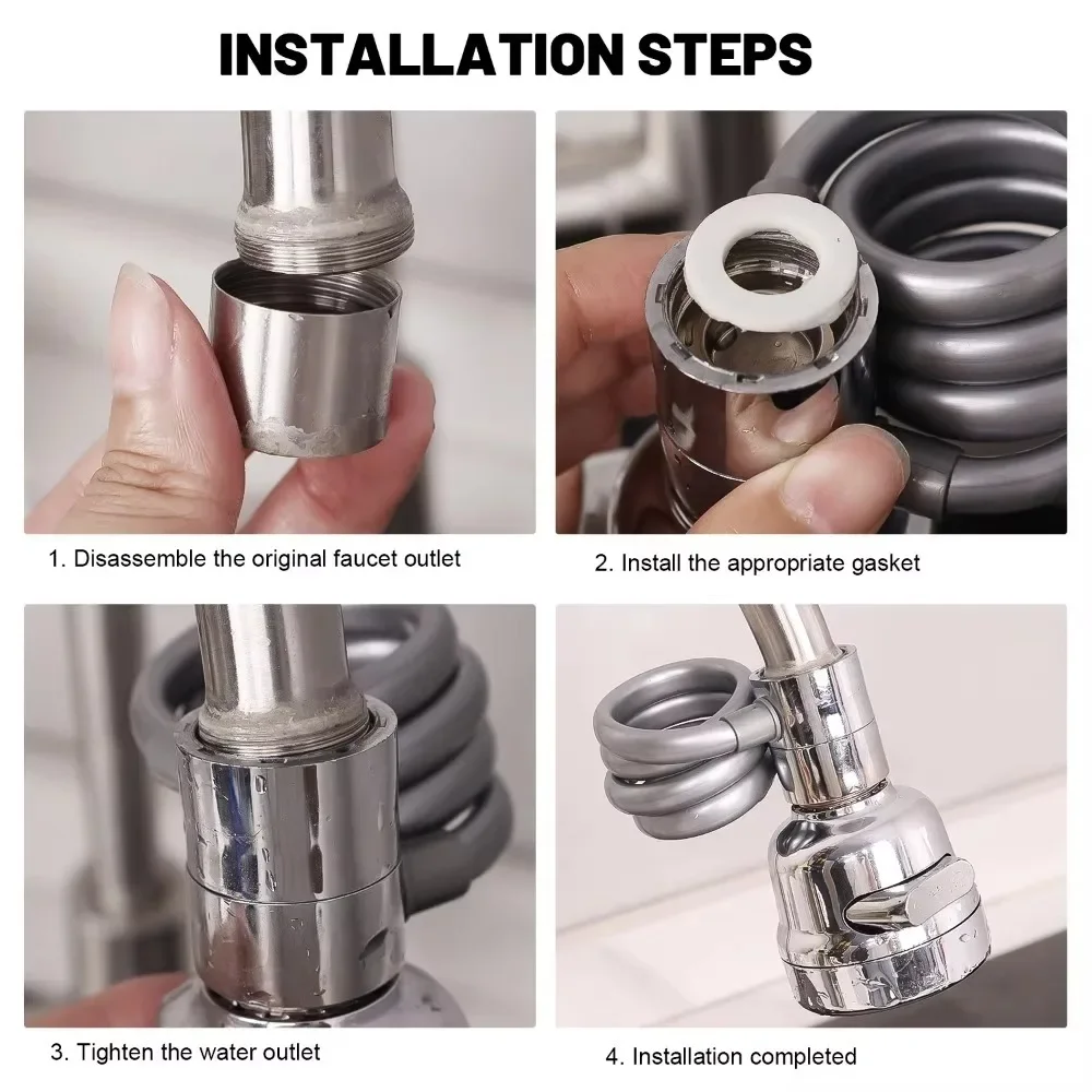 1PC Faucet Extender Universal  360° Rotation Adjustable Handheld Taps 3 Modes Tap Accessory for Household Kitchen Bathroom Sink 5