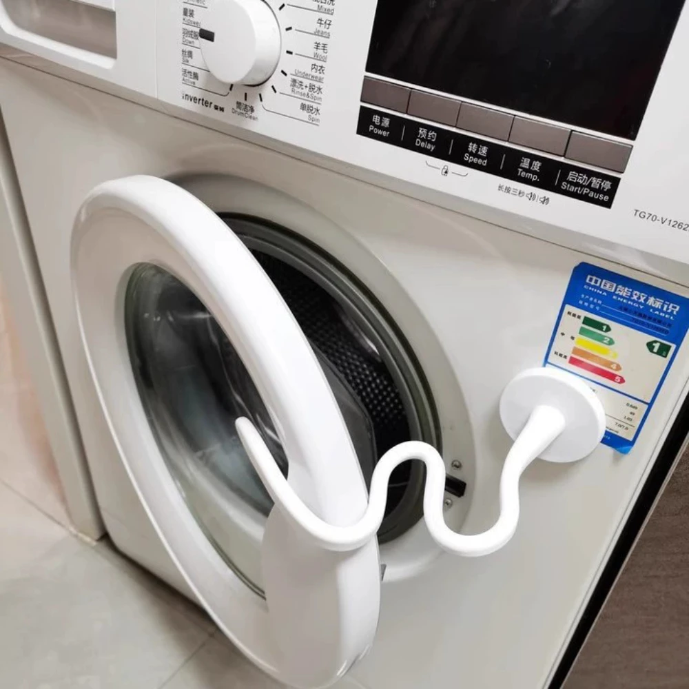New Magnetic Washer Door Prop-Stabilizer for Front Load Machines-Easy-Install Flex Design-Fits Most Washers & RV Laundry Doors 1