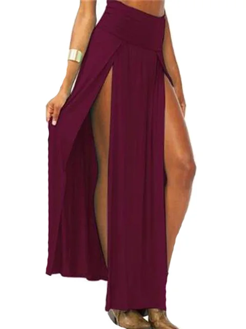 Summer Solid Long Maxi Skirt