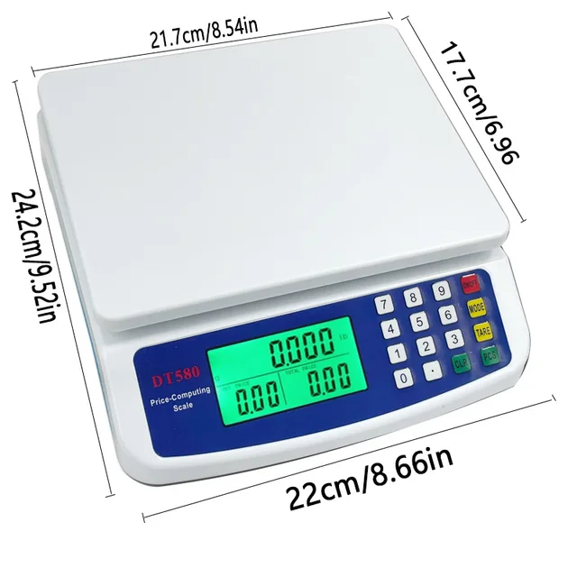 Bilancia elettronica da 30 kg/1 g Bilancia digitale LCD ad alta precisione Bilancia da cucina con piattaforma Bilancia per alimenti ricaricabile/batteria 6