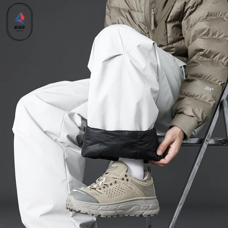 2026 Ski Men Down Pants Thi Warm Du Down Loose Fit Winter Snow Peak Trousers Women Mid Waist Long Pants Harlan Sle Elastic Waist