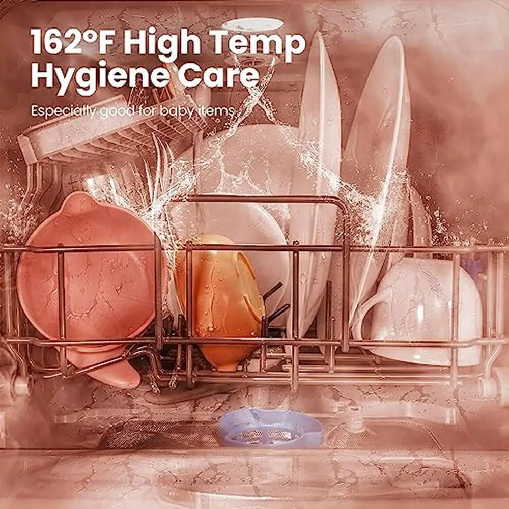Portable Countertop Dishwasher 5L Water Tank 6 Programs 360° Dual Spray 192℉ High-Temp& Air-Dry Compact Design Small Spaces and 5