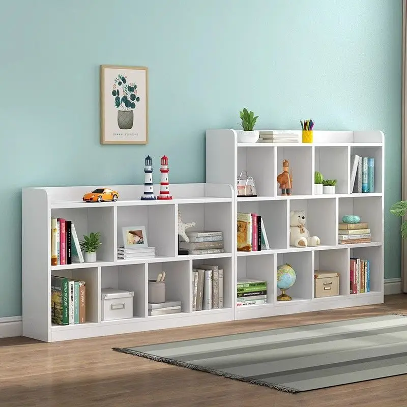 School Bookshelf Floor Shelf Household Living Room Solid Wood Bookshelf Kindergarten Student Storage Cabinet Library