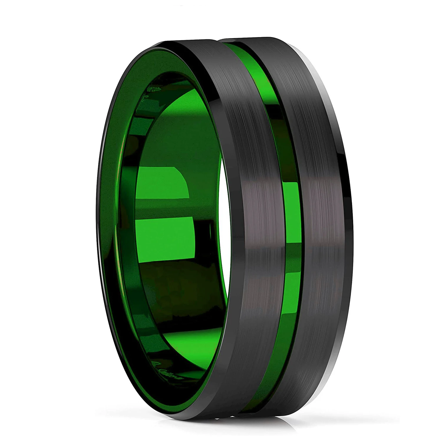 Sleek 8mm Silver Stainless Steel Matte Finish Ring with Beveled Edge – Elegant Unisex Jewelry for Weddings, Parties, and Gifts