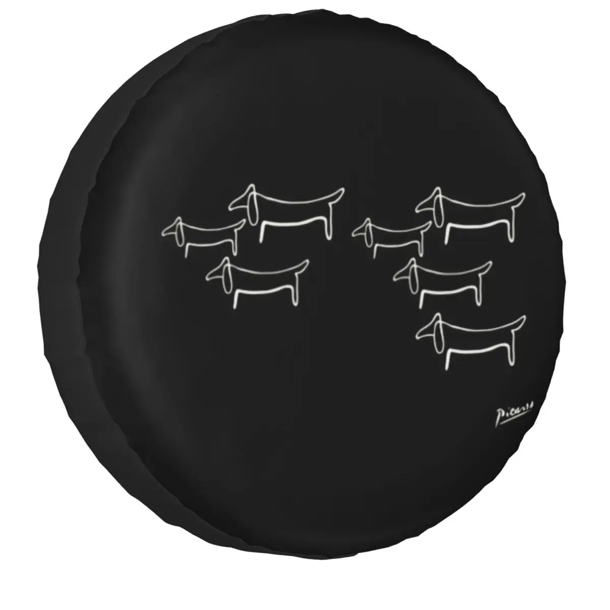 

Pablo Picasso Line Art Wiener Dog Dachshund Spare Tire Cover for Badger Sausage Dog Car Wheel Protectors Accessories