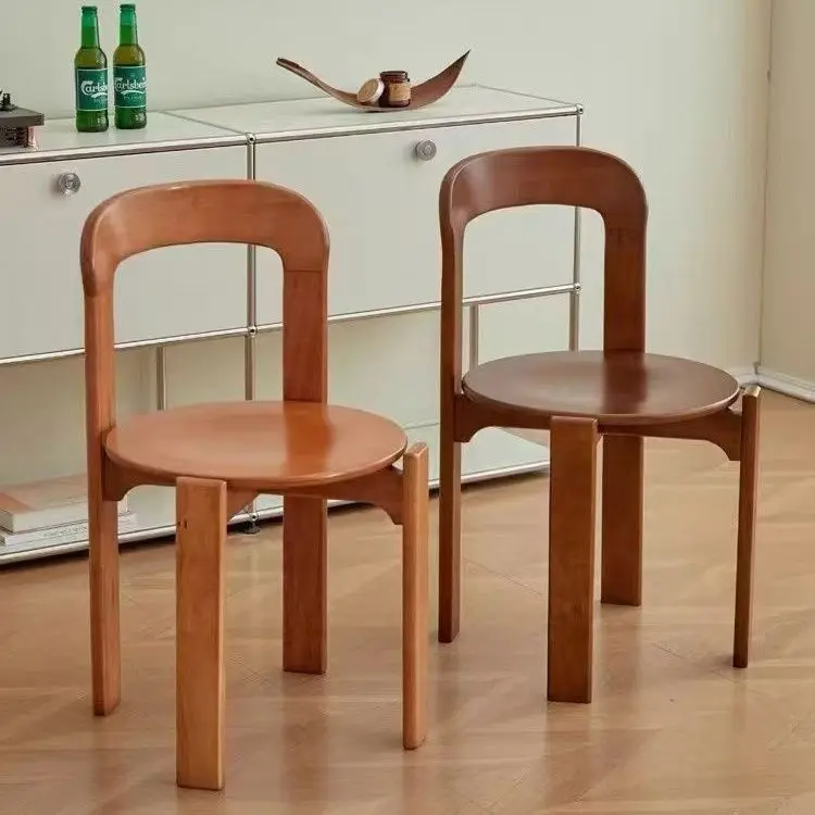 Nordic Rey Beech Wood Cafe Chairs Minimalist Style Stackable Dining Chair Seat for Home Restaurant Solid Wood Dining Chairs