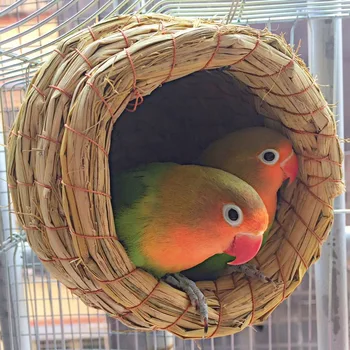 Natural Handmade Straw Bird Nest Pigeon House Parrot Warm Pet
