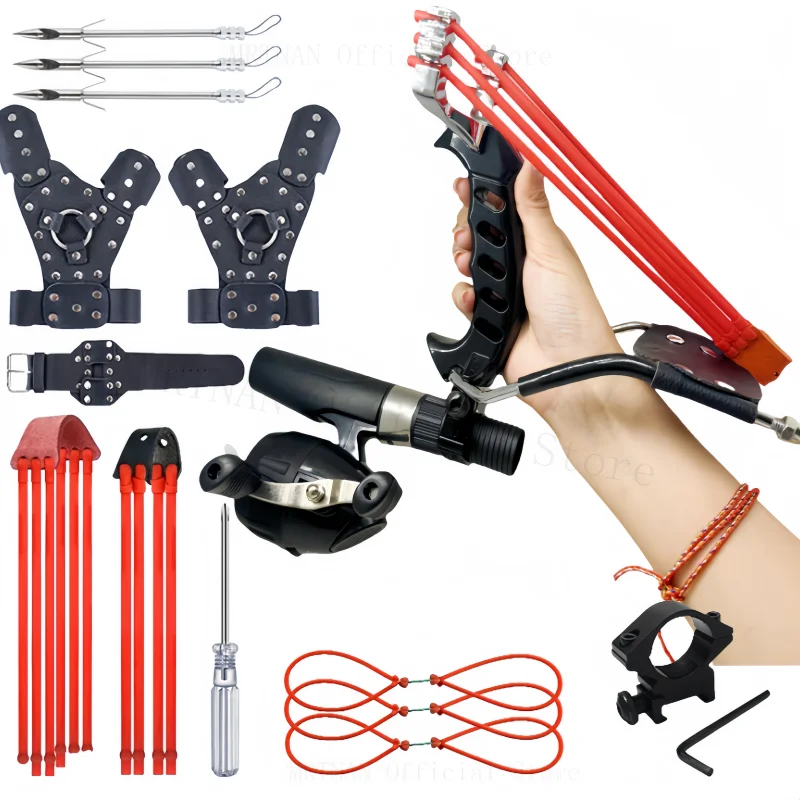 

Мощная рыболовная Рогатка с подставкой для запястья, ремни для охоты, стрельбы, Рыболовная катушка, Аксессуары для рыбалки