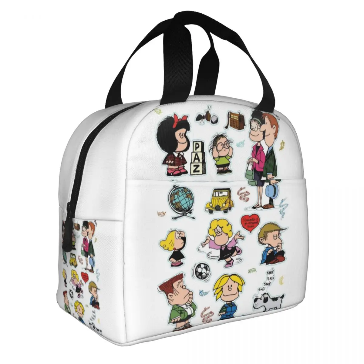 Characters Mafalda Cut Out Insulated Lunch Bags Cooler Bag Lunch Container Large Box Tote Girl Boy Beach Outdoor