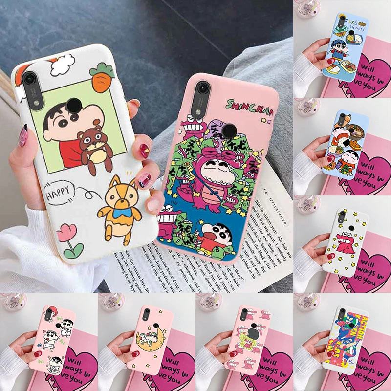 Чехол для телефона с Аниме Crayon Shinchan Huawei Y6 Y7 Y9 2019 забавная задняя крышка милым