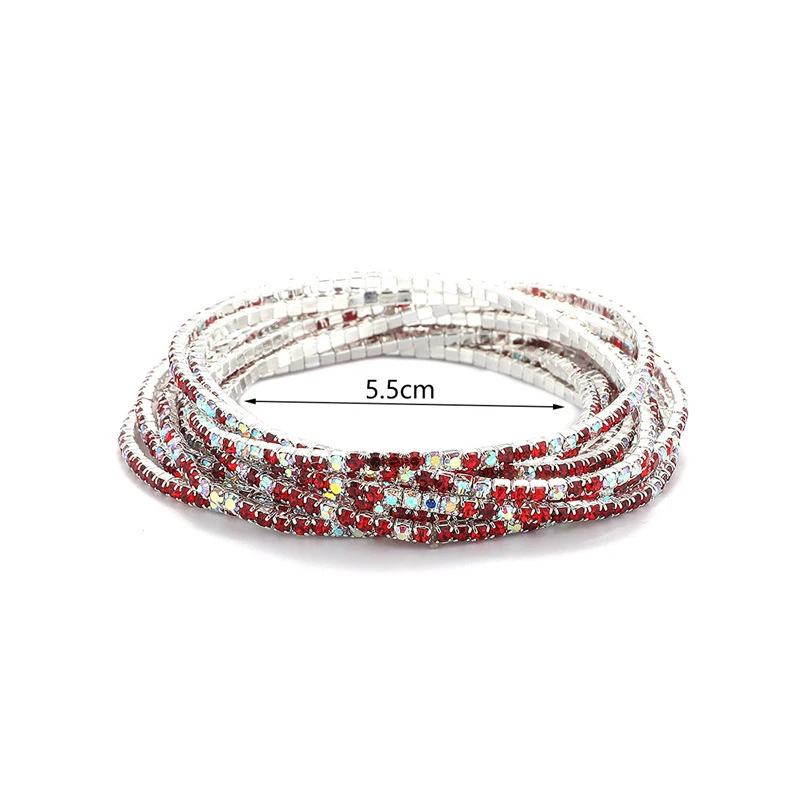 5Pcs/Lot Elastic Crystal Bracelets 2mm Charming Gold Color Crystal Rhinestones Metal Bangle Bracelet Jewelry DIY Gift