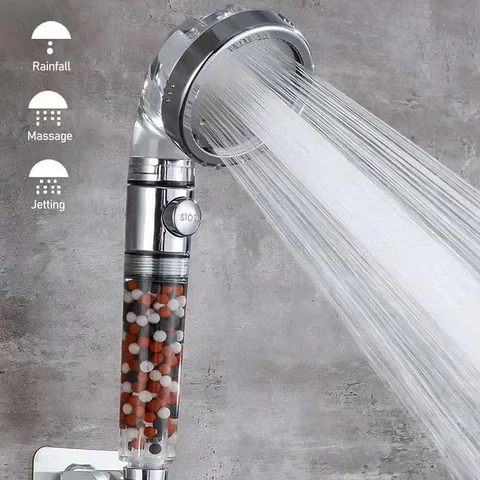 

3 Modes High Pressure Shower Head Filter Filtration Handheld Showerhead Water Saving Spray Ecowater Spa Shower Head