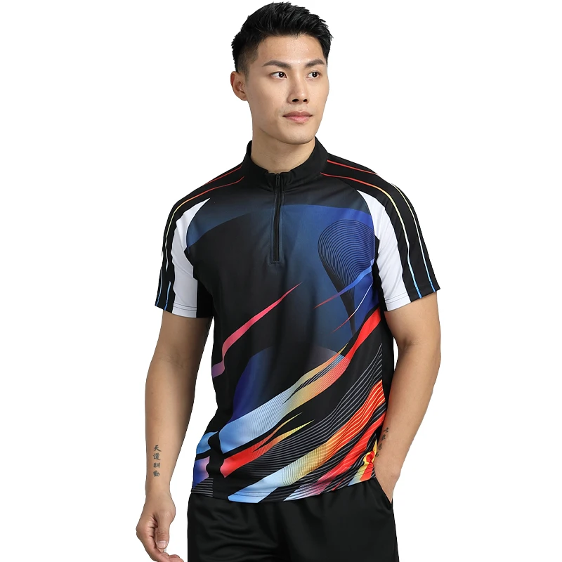 Tennis T Shirts Men Badminton Table Tennis Short Sleeve Fashion Printed Running Fitness Training Tee Casual Quick Dry Jerseys