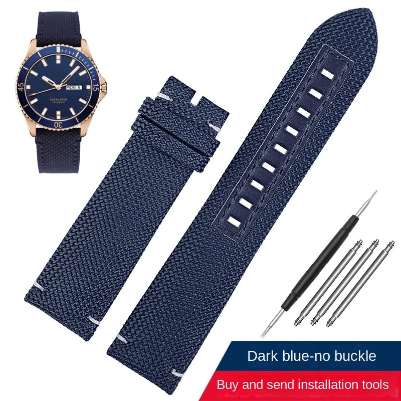 Premium Nylon Men's Watchband - Canvas Leather Strap 22mm