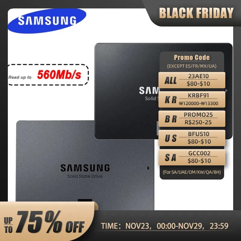 SAMSUNGSSD500GB870EVOQVO250GInternalSolidStateDisk1T2T4T