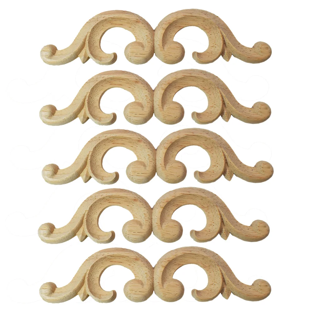 

5PCS 15cm Wood Applique Door Flower Furniture Decorative Cabinet Corner Vintage Home Decor Decoration Accessories Craft Figurine