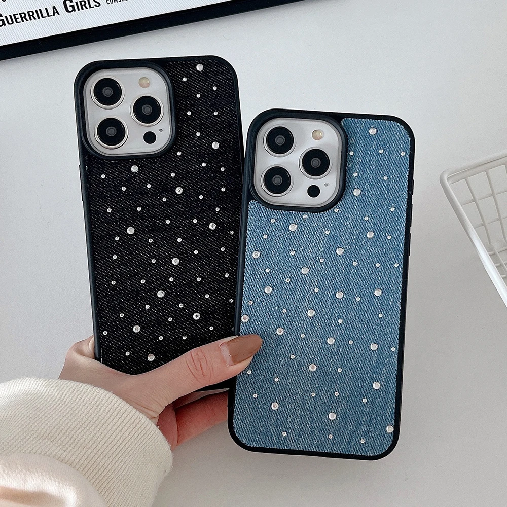 Модный чехол из искусственной кожи с джинсовым узором для телефона iphone 11 12 13 14 15 Pro MAX 15promax 13promax 12pro, Мягкая силиконовая задняя крышка