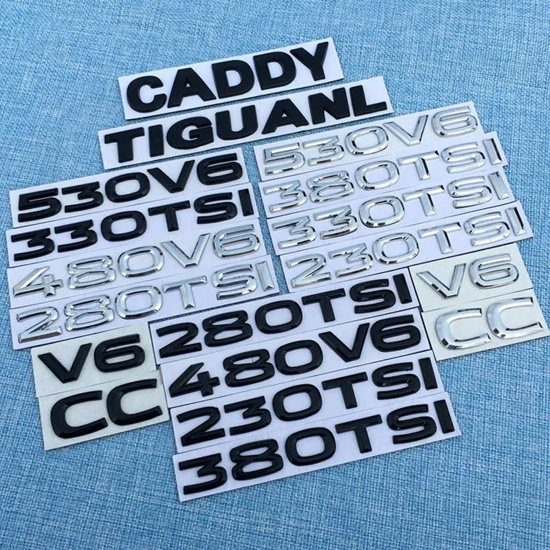 

CADDY TIGUANL 280TSI letter label car stickers 230 330 480 530V6 logo decal for Volkswagen Tiguan Tuon rear tail displacement