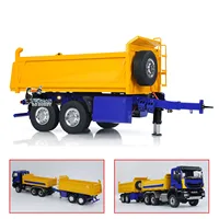LESU Metal 1/14 2-Axle RC Hydraulic Trailers Electric Self-dumping Full Trailer W/ Light Remote Controller  Receiver Toy Model 1
