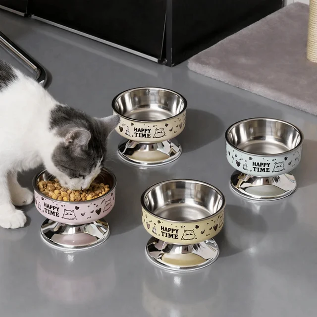 Cartoon Pet High Foot Bowl Large Capacity Stainless Steel Elevated Cat Bowl Anti-slip Detachable Pet Drinking Feeder Home Cartoon Pet High Foot Bowl Large Capacity Stainless Steel Elevated Cat Bowl Anti-slip Detachable Pet Drinking Feeder Home