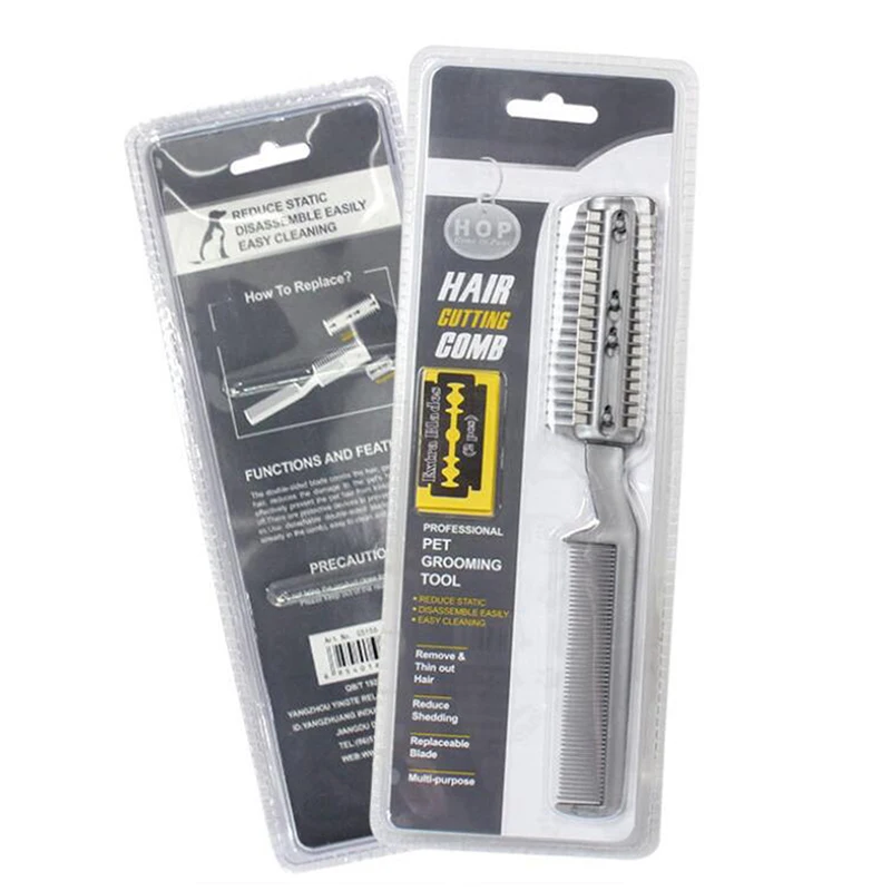 Pet Dog Hair Trimmer Comb Cutting Cut With 2 Blades Grooming Razor Thinning Dog Cat Combs cat Hair Remover hair brush comb dog grooming scissors dog grooming scissors kit