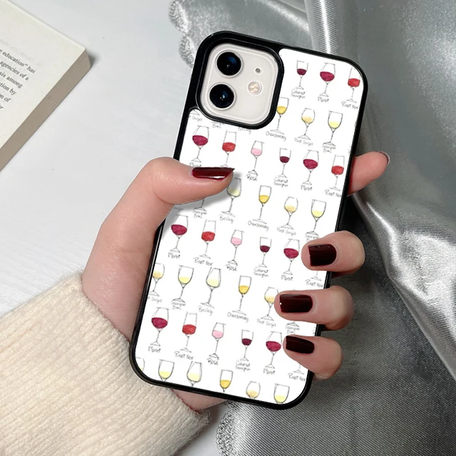 Elegant Red Wine Glass Phone Case - Stylish Protective Back Cover Shell