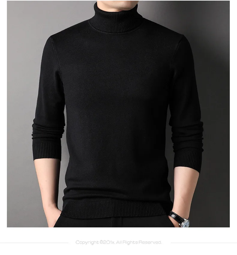 Autumn Winter New Turtleneck Pullover Men Casual Solid Color Men's High Collar Knitted Sweater Top Warm Bottoming Pull Homme_voghion.com