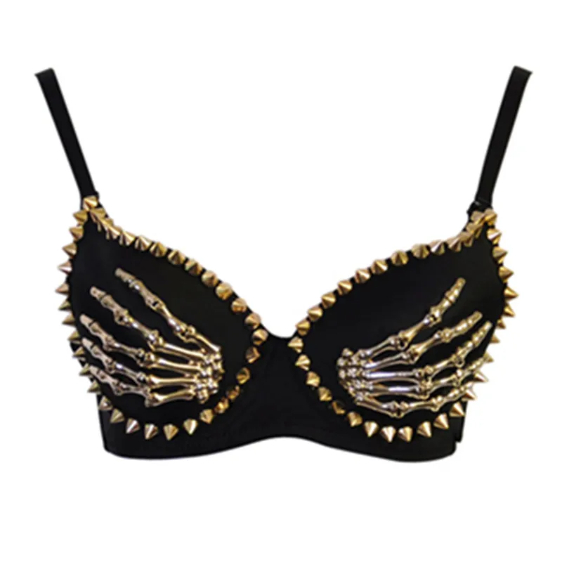 

Gothic Women Rock Claws Rivet Punk Nightclub Bra DJ Steampunk Corset Bustier Sexy Tops