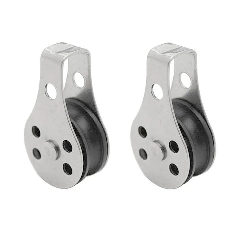 2Pcs Boat Stainless Steel Anchor Wire Rope Crane Pulley Block Kayak Lifting Fixed Hanging Wire Towing Wheel Accessories 2pcs steel ruler positioning block angle scriber multifunctional line marking gauge carpentry measuring tools