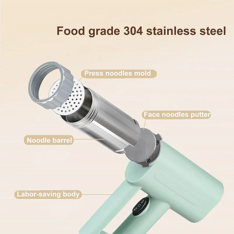 50W Home Noodle Machine Wireless Handheld Electric Noodle Gun Machine Portable Automatic Dough Pressing 4/6 Molds