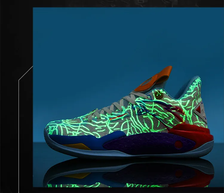 Description Picture 4 of itemHigh Quality Basketball Sneakers For Men Fashion Pink Fluorescent Basketball Shoes Women Professional Design Men's Sports Shoes