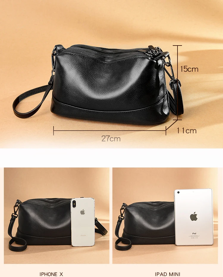 Fashion Luxury Designer Handbags For Women Genuine Leather Hobo Casual Vintage Black Shoulder Bags Big Soft Sling Messenger Bag leather shoulder bags	