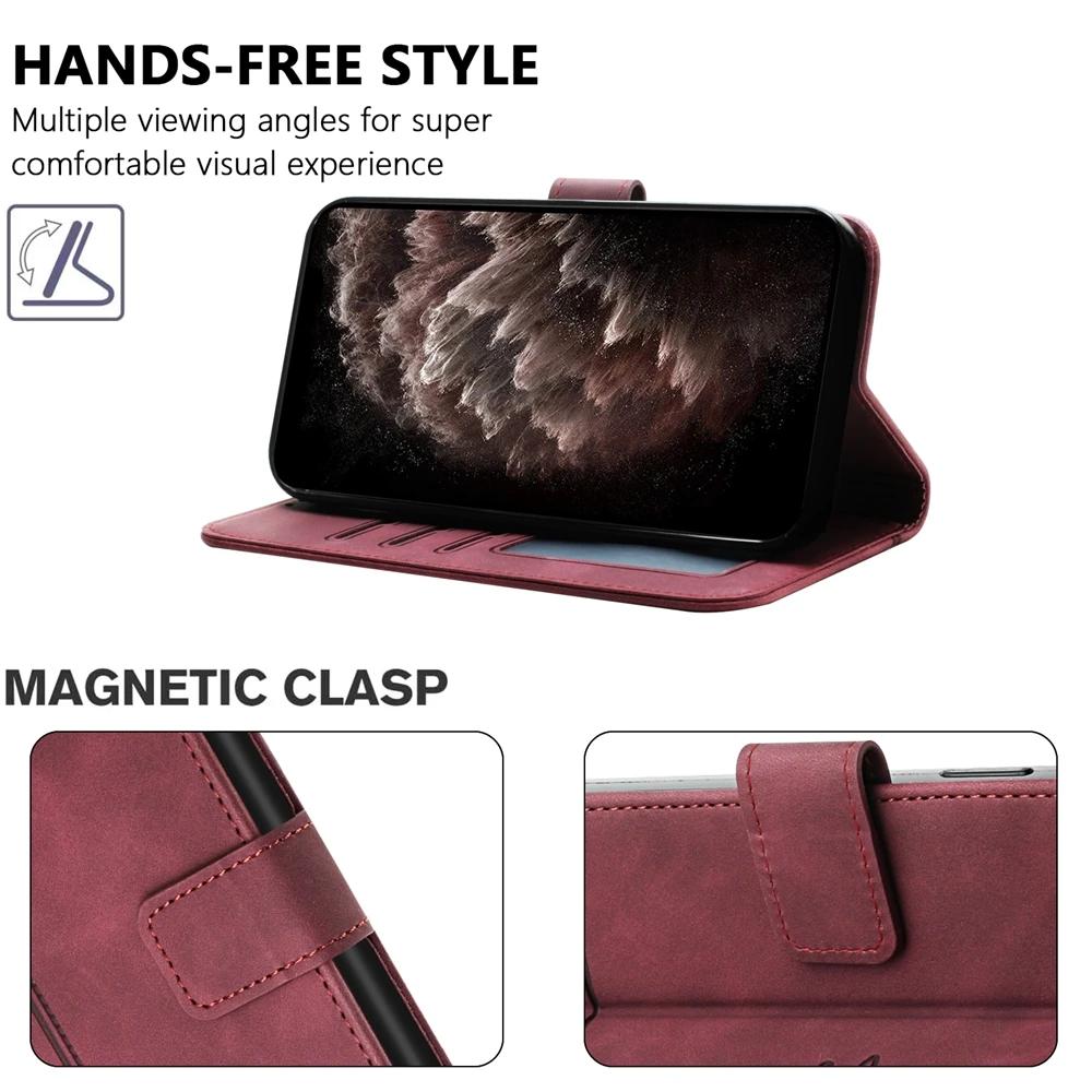 Leather Flip Phone Wallet Case - Elegant Back Cover
