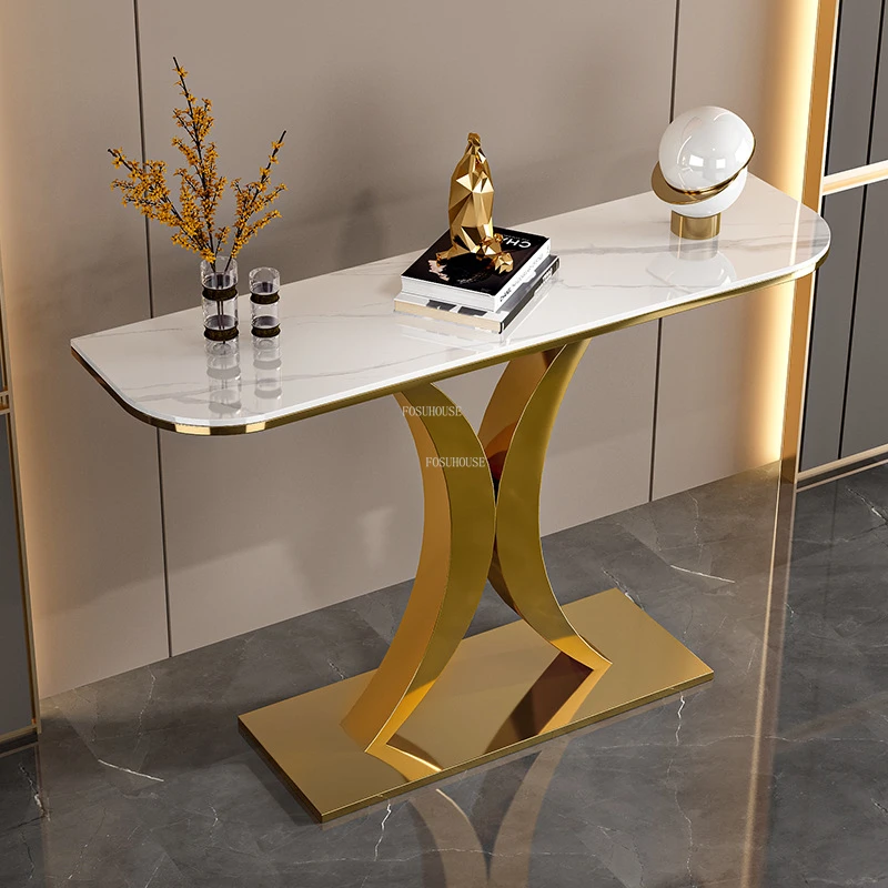 Light Luxury Slate Console Tables Modern Simple Living Room Furniture