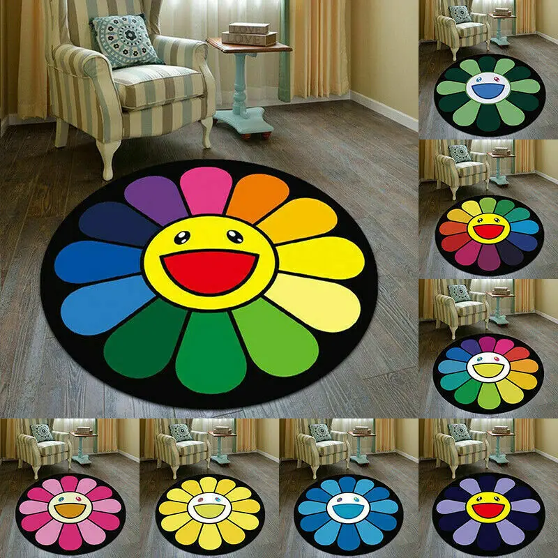 Chaise en polymères Tokyo ashi Murakami Sunflower Cool Floor Lea Tapis de  chambre Doorvirus Non ALD | AliExpress