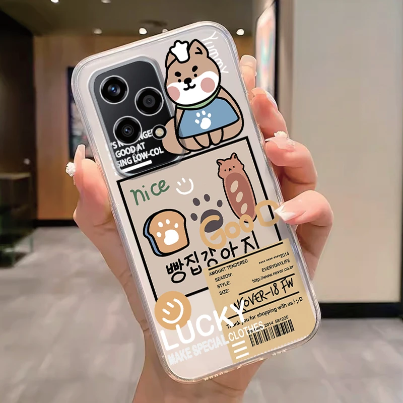 Floral Fashion Clear Silicone Phone Cover - Cute Cat Couple Design