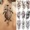 1 Sheet Beautiful Turtle With Flowers Temporary Tattoos Elephant Lion Tatoos Waterproof Realistic Animals Fake Tattoos Stickers