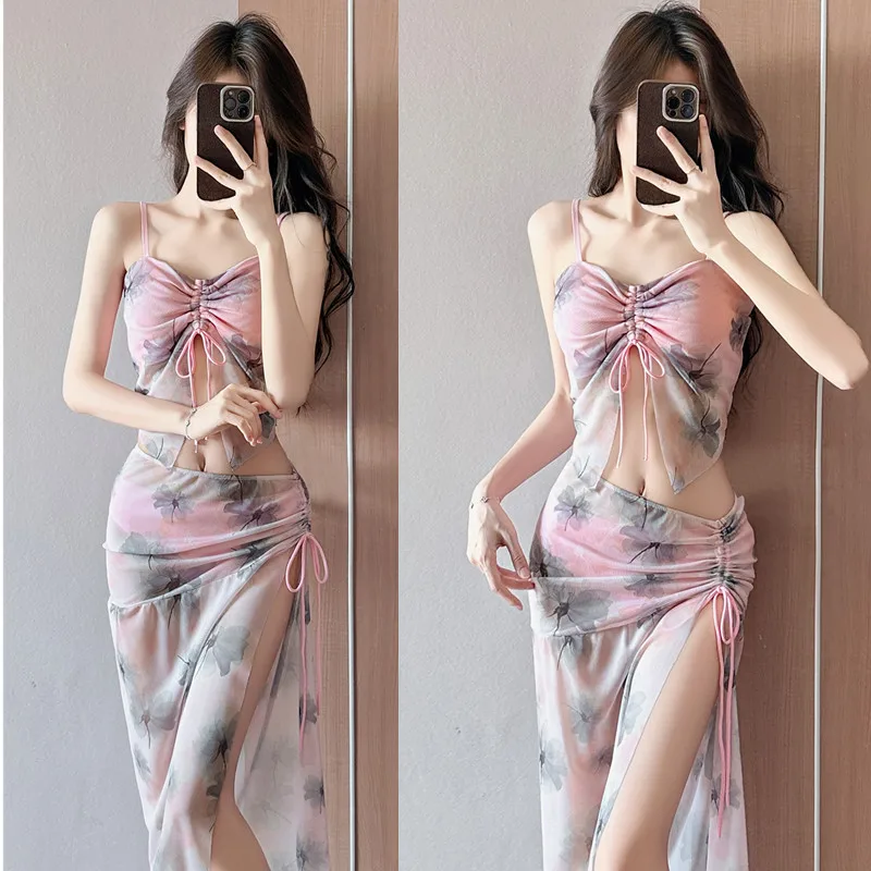 Large Size Women's Bikini Set Casual Swimwear Thermal Spring Vacation Sexy Slim Long Dress Hot Girl Swimsuit Three-piece Set - 4
