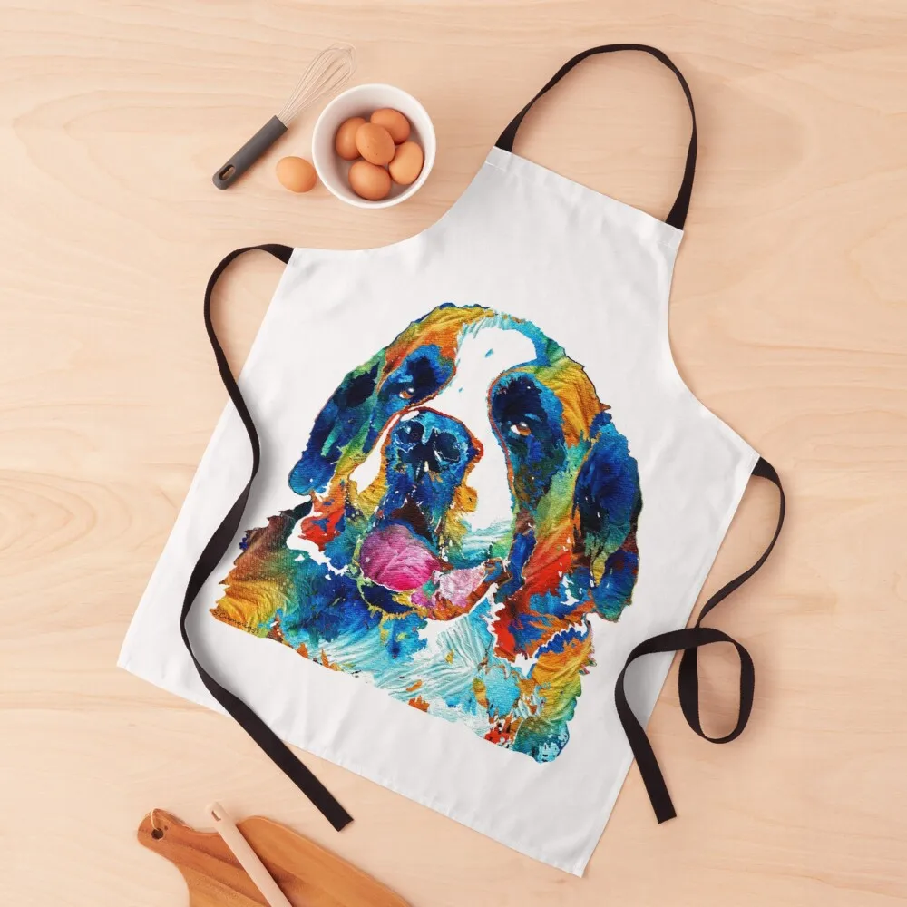 

Colorful Saint Bernard Dog by Sharon Cummings Apron kitchen apron woman women's kitchen aprons