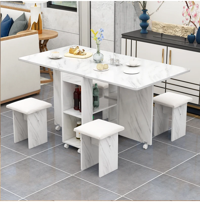 Folding Dining Table Set 4 Chairs Italian Nordic Luxury Dining Table Decorate Simple Mesas Y Sillas De Comedor Kitchen Furniture