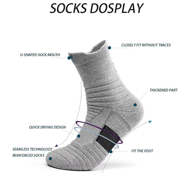 6Pairs Men's Basketball Compression Socks Breathable Sports Socks with Cushioned Sole High Elastic Anti Slip for Workout Running 2