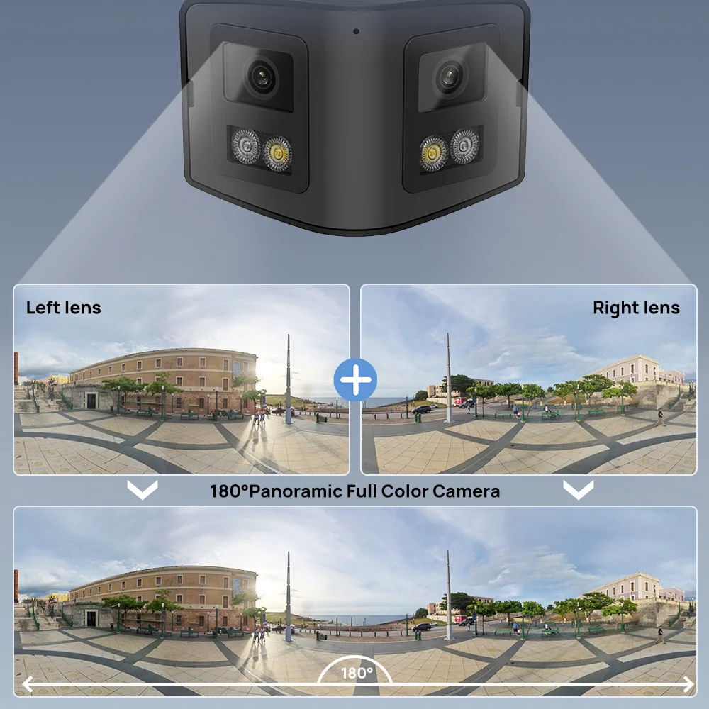 Outdoor panoramic camera mounted on wall