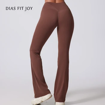 DIAS FIT JOY Pantaloni svasati per il sollevamento dell'anca da donna Pantaloni fitness yoga a vita alta Pantaloni sportivi micro svasati per yoga Pantaloni a gamba larga 1