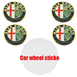 Alfa Romeo 3D Car Emblem Wheel Center Hub Badges - 4pcs Dust - Proof Styling Accessories for 65mm wheel sticker (Alfa black Gold)