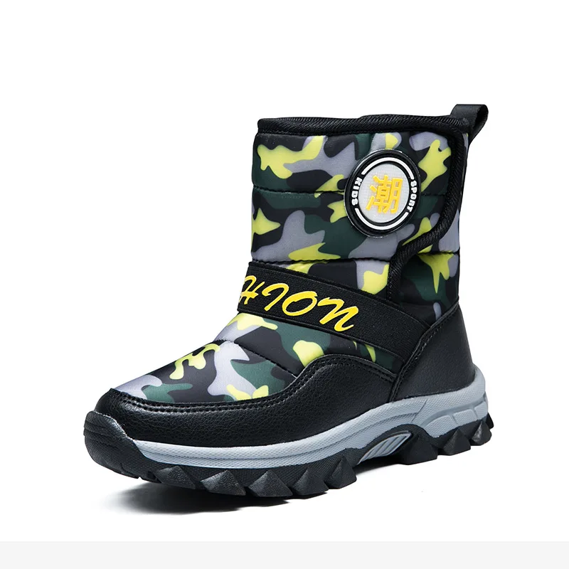 

Детские зимние ботинки для девочек и мальчиков, Детские флисовые теплые Нескользящие Детские ботильоны, непромокаемые зимние ботинки, хлопковая обувь, детская обувь