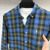 Marque de luxe broderie 100% coton chemise à manches longues hommes nouvelle chemise hommes décontracté haut ample hommes d'affaires 6