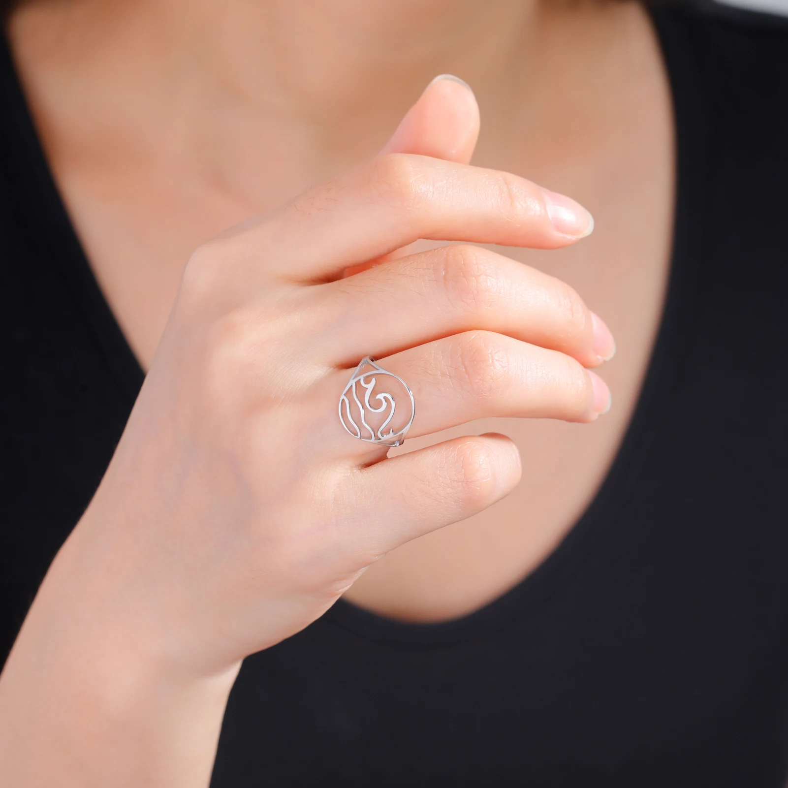 Cazador Sommer-Sonnenwellenringe für Frauen, Edelstahl, minimalistischer Sonnenuntergang, Fingerring, Schmuck, Party, Urlaub, Geschenk, 2026, Großhandel – Detail 16